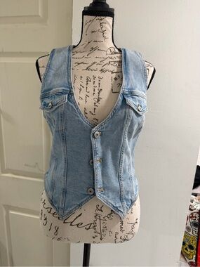 American Eagle Outfitters Light Blue Denim Vest